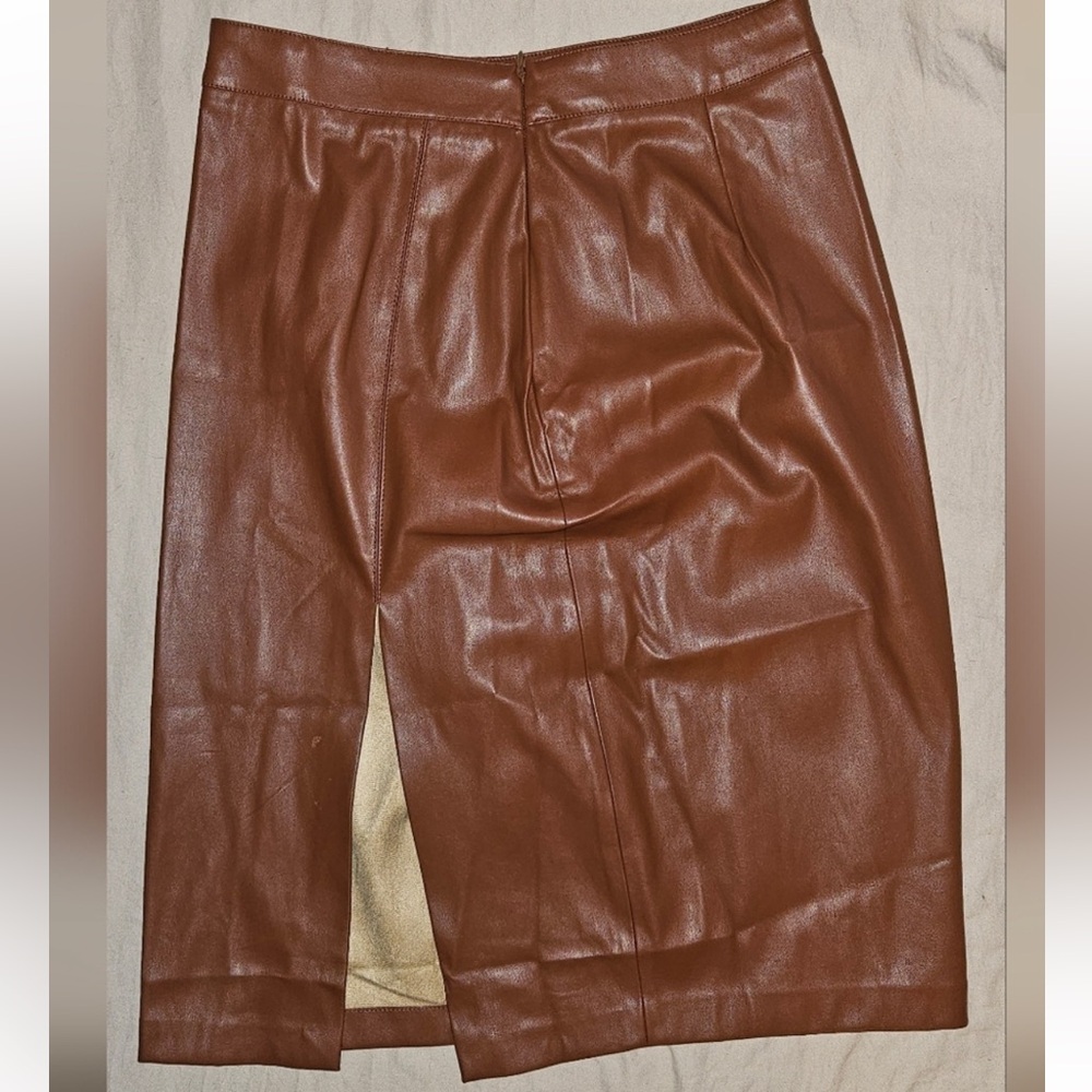 NWOT  JASON WU BROWN FAUX LEATHER SKIRT SZ XS